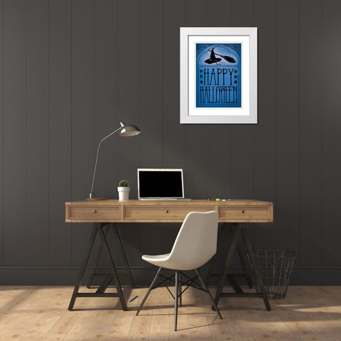 Vintage Halloween Happy Halloween White Modern Wood Framed Art Print with Double Matting by Miller, Sara Zieve