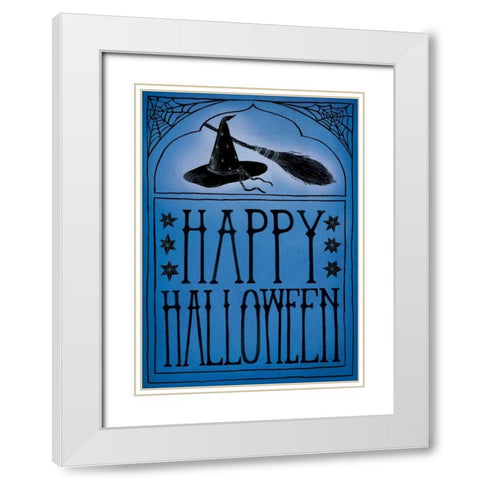 Vintage Halloween Happy Halloween White Modern Wood Framed Art Print with Double Matting by Miller, Sara Zieve