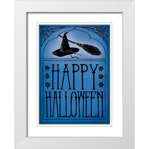 Vintage Halloween Happy Halloween White Modern Wood Framed Art Print with Double Matting by Miller, Sara Zieve