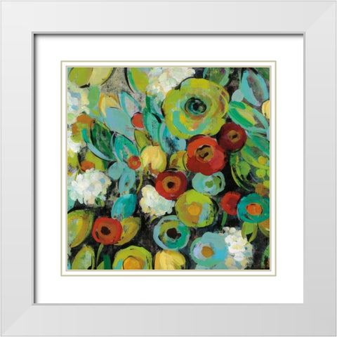 Fiesta Floral Crop White Modern Wood Framed Art Print with Double Matting by Vassileva, Silvia