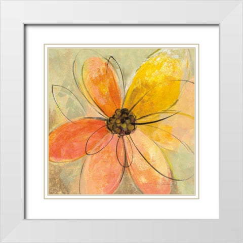Neon Floral II White Modern Wood Framed Art Print with Double Matting by Vassileva, Silvia