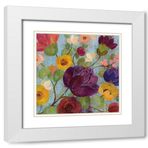 Morning Floral Crop Magenta Flower White Modern Wood Framed Art Print with Double Matting by Vassileva, Silvia