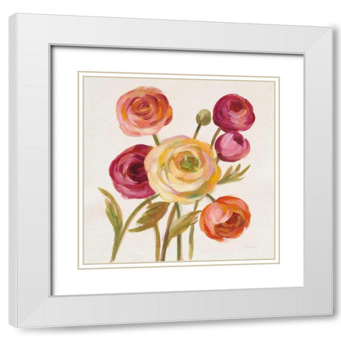 English Garden II White Modern Wood Framed Art Print with Double Matting by Vassileva, Silvia