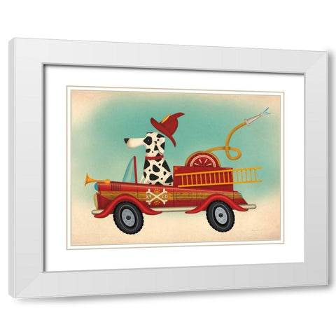 K9 Fire Department White Modern Wood Framed Art Print with Double Matting by Fowler, Ryan