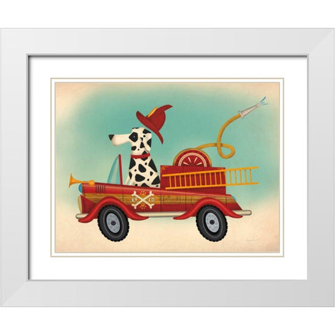 K9 Fire Department White Modern Wood Framed Art Print with Double Matting by Fowler, Ryan