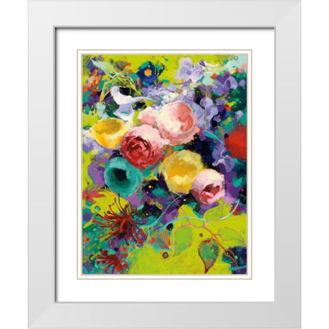 Des Roses White Modern Wood Framed Art Print with Double Matting by Novak, Shirley