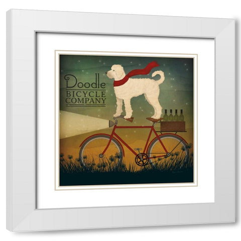 White Doodle on Bike Summer White Modern Wood Framed Art Print with Double Matting by Fowler, Ryan