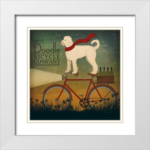 White Doodle on Bike Summer White Modern Wood Framed Art Print with Double Matting by Fowler, Ryan