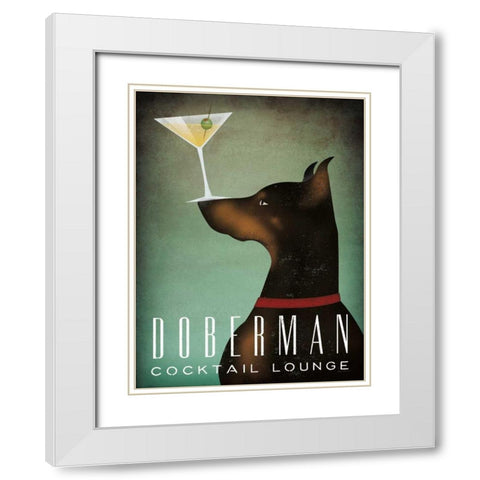 Doberman Martini White Modern Wood Framed Art Print with Double Matting by Fowler, Ryan