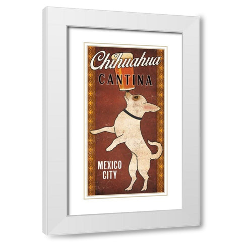 White Chihuahua on Red White Modern Wood Framed Art Print with Double Matting by Fowler, Ryan