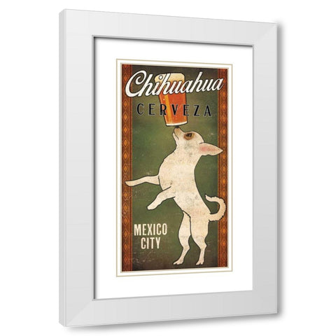 White Chihuahua on Green White Modern Wood Framed Art Print with Double Matting by Fowler, Ryan