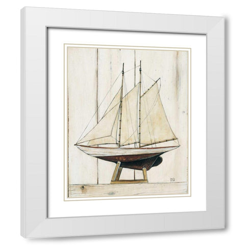 Schooner I White Modern Wood Framed Art Print with Double Matting by Brown, David Carter