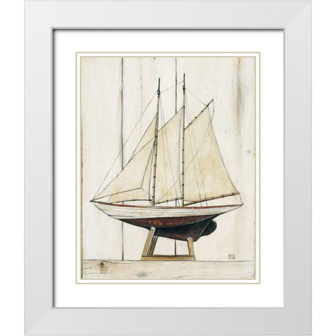 Schooner I White Modern Wood Framed Art Print with Double Matting by Brown, David Carter