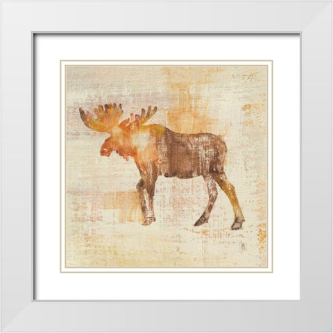 Moose Study White Modern Wood Framed Art Print with Double Matting by Studio Mousseau