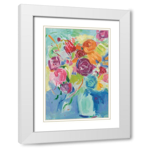 Matisse Florals Pastel Crop White Modern Wood Framed Art Print with Double Matting by Zaman, Farida
