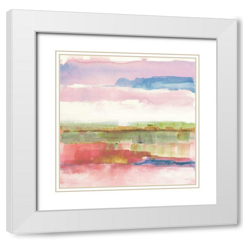 Influence of Line and Color Gold Bright White Modern Wood Framed Art Print with Double Matting by Schick, Mike