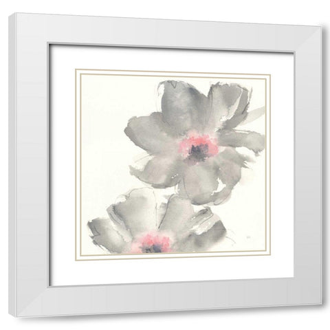Gray Blush Cosmos II White Modern Wood Framed Art Print with Double Matting by Paschke, Chris