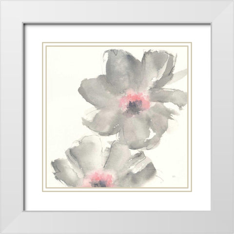 Gray Blush Cosmos II White Modern Wood Framed Art Print with Double Matting by Paschke, Chris