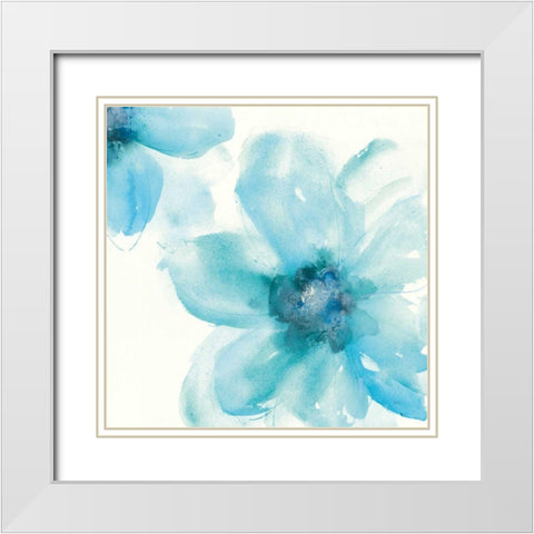 Teal Cosmos I White Modern Wood Framed Art Print with Double Matting by Paschke, Chris