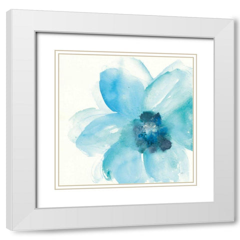 Teal Cosmos II White Modern Wood Framed Art Print with Double Matting by Paschke, Chris