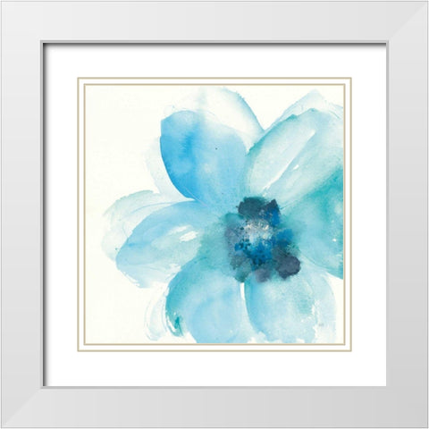 Teal Cosmos II White Modern Wood Framed Art Print with Double Matting by Paschke, Chris