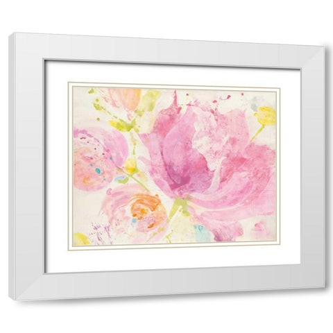 Spring Abstracts Florals II White Modern Wood Framed Art Print with Double Matting by Hristova, Albena