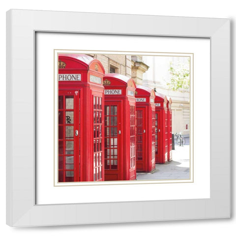 Covent Garden Phone Boxes White Modern Wood Framed Art Print with Double Matting by Bevan, Keri