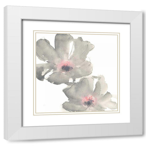 Gray Blush Cosmos I on White White Modern Wood Framed Art Print with Double Matting by Paschke, Chris