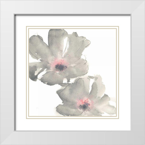 Gray Blush Cosmos I on White White Modern Wood Framed Art Print with Double Matting by Paschke, Chris