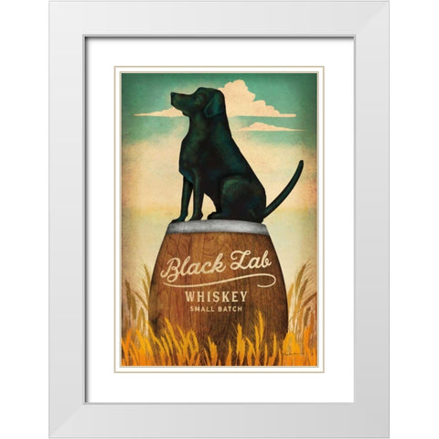 Black Lab Whiskey White Modern Wood Framed Art Print with Double Matting by Fowler, Ryan