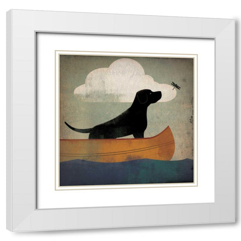 Black Dog Canoe Ride White Modern Wood Framed Art Print with Double Matting by Fowler, Ryan