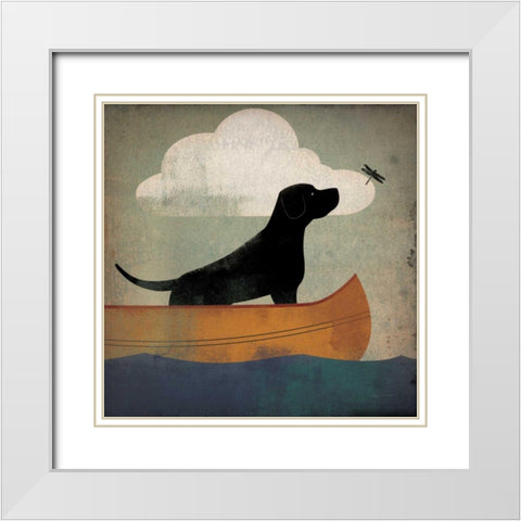 Black Dog Canoe Ride White Modern Wood Framed Art Print with Double Matting by Fowler, Ryan
