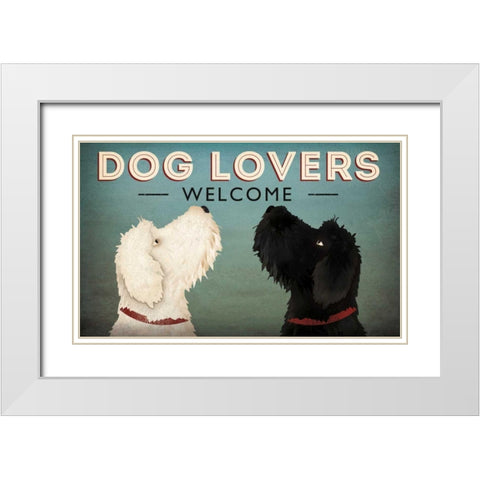 Doodle Dog Lovers Welcome White Modern Wood Framed Art Print with Double Matting by Fowler, Ryan