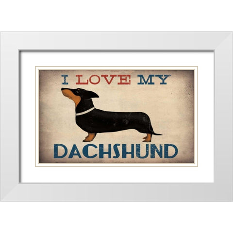 Dachshund Longboards - Love v1 White Modern Wood Framed Art Print with Double Matting by Fowler, Ryan
