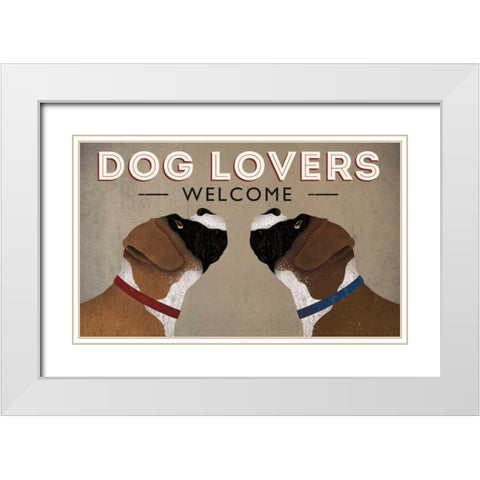 Boxer - Dog Lovers Welcome White Modern Wood Framed Art Print with Double Matting by Fowler, Ryan