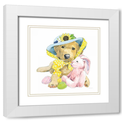 Easter Pups VI White Modern Wood Framed Art Print with Double Matting by Grove, Beth
