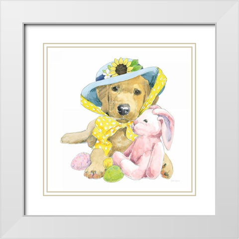 Easter Pups VI White Modern Wood Framed Art Print with Double Matting by Grove, Beth