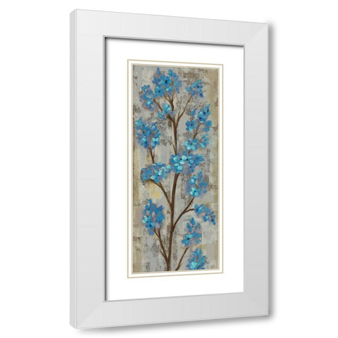 Almond Branch I Blue Crop White Modern Wood Framed Art Print with Double Matting by Vassileva, Silvia
