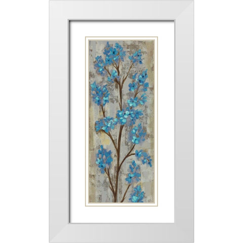 Almond Branch I Blue Crop White Modern Wood Framed Art Print with Double Matting by Vassileva, Silvia