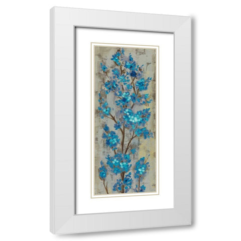 Almond Branch II Blue Crop White Modern Wood Framed Art Print with Double Matting by Vassileva, Silvia