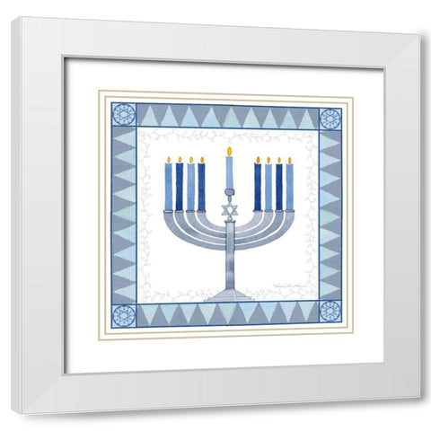 Celebrating Hanukkah III White Modern Wood Framed Art Print with Double Matting by McKenna, Kathleen Parr