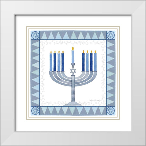 Celebrating Hanukkah III White Modern Wood Framed Art Print with Double Matting by McKenna, Kathleen Parr