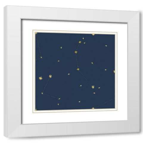 Night Sky Navy and Gold Pattern 05Ajpg White Modern Wood Framed Art Print with Double Matting by Miller, Sara Zieve