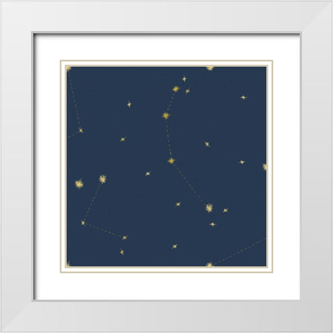 Night Sky Navy and Gold Pattern 05Ajpg White Modern Wood Framed Art Print with Double Matting by Miller, Sara Zieve