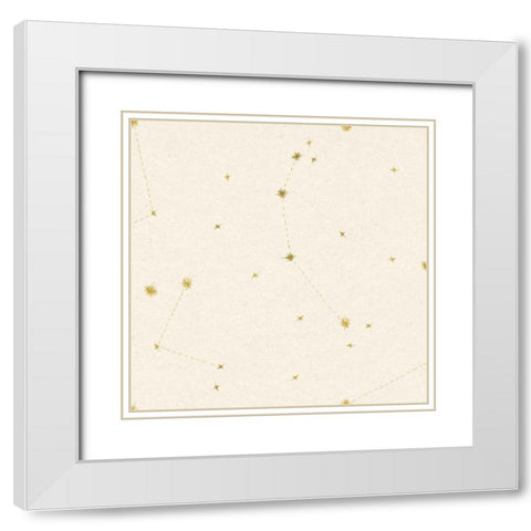 Night Sky Cream and Gold Pattern 05A White Modern Wood Framed Art Print with Double Matting by Miller, Sara Zieve