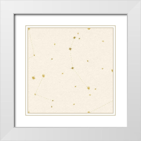 Night Sky Cream and Gold Pattern 05A White Modern Wood Framed Art Print with Double Matting by Miller, Sara Zieve