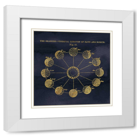 Geography of the Heavens VII Blue Gold White Modern Wood Framed Art Print with Double Matting by Wild Apple Portfolio
