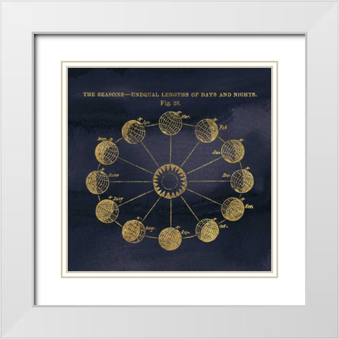 Geography of the Heavens VII Blue Gold White Modern Wood Framed Art Print with Double Matting by Wild Apple Portfolio