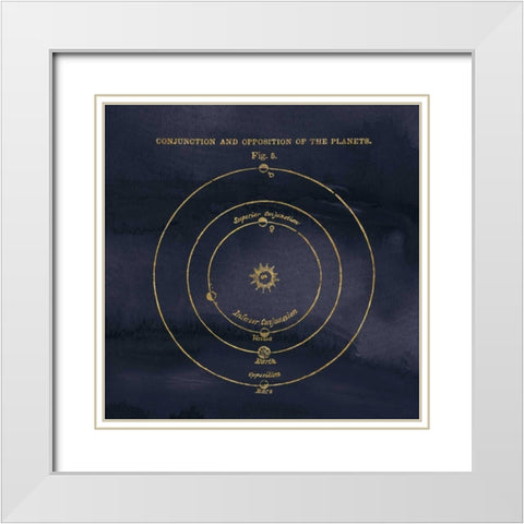 Geography of the Heavens X Blue Gold White Modern Wood Framed Art Print with Double Matting by Wild Apple Portfolio