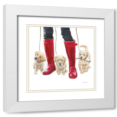Furry Fashion Friends I White Modern Wood Framed Art Print with Double Matting by Adams, Emily